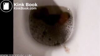 Italian girl is pooping in reverse on top of toilet