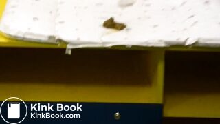 Naughty girl poops on public baby changing table