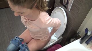 cute and sexy girl shitting and peeing