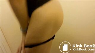 Sexy slim teen takes a shit