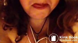 Pig eats shit in public restroom.