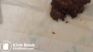 cute girl pooping in doggie position