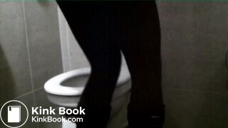 Girl smearing scat on airport toilet seat