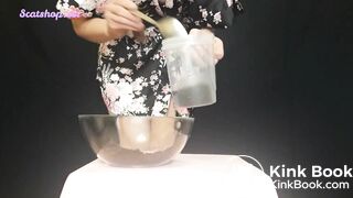 sexy girl with mask shits and pisses