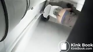 Overhead toilet voyeur