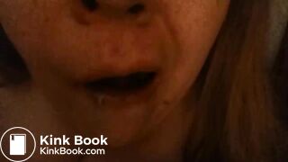 Girl chews on her own shit