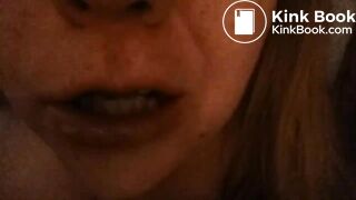 Girl chews on her own shit