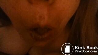 Girl chews on her own shit