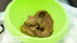 hot girl smears shit on body and hair