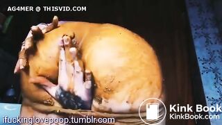 Smearing poop on her amazing body