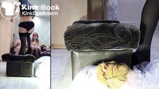 Christina and lera shit in slave mouth.