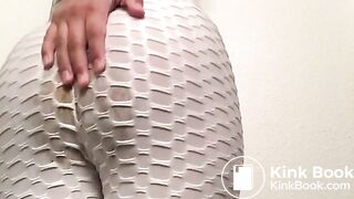 Girl has mushy poop explosion in white leggings