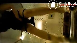 Drunken woman pooping