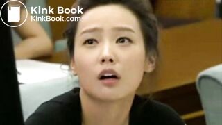 korean girl is holding up diarrhea in test stie