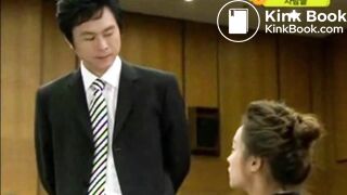 korean girl is holding up diarrhea in test stie