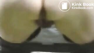 She takes a quick outdoors runny shit