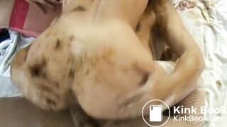 Two kinky women shitting on one guy