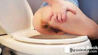 beautiful and sexy naked girl poops and urinates