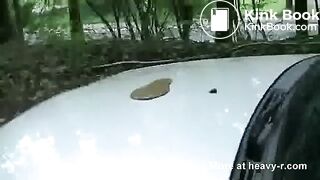 Women shitting on car