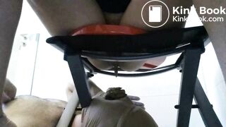 Amateur girl shitting into slave mouth