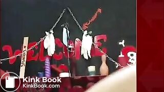 Same Latina pushing a big load of shit out of her pussy