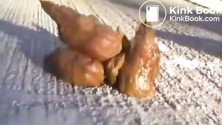 Girl shits near bench