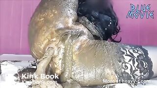 Dark haired teen masturbating with fresh shit