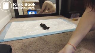 Girls drops big turd