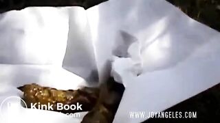 Woman taking a dump in wood - video 2