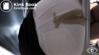 Woman 1eaking shit at the beer garden