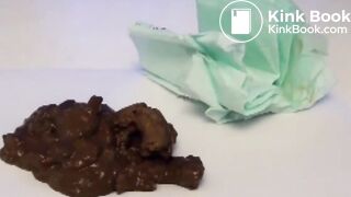 Russian babe shitting on wooden table