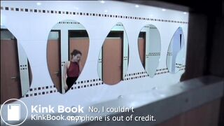 A girl takes a poop in the toilet