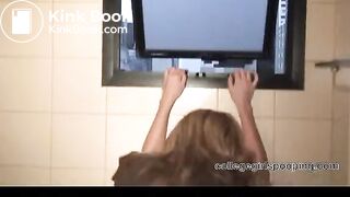 tight ass white girl poops on toilet