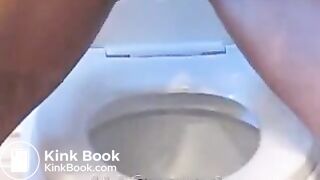 Young girl pooping in toilet