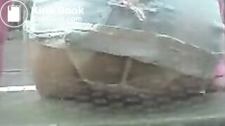 Sandra pooping panties in public, blue skirt