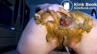 Girl with dirty panties fists her shitting puckered asshole