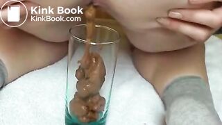 Pawg shitting in glass