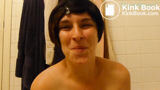 Cute girl eats her own shit