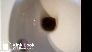 Italian girl is pooping reverse on top of the toilet