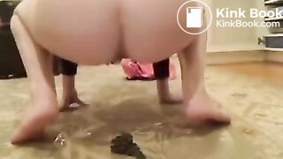Cute amateur teen pooping at home