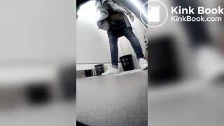 Beautiful girl having a shit and picking nose