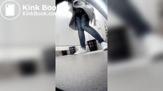 Beautiful girl having a shit and picking nose