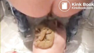 guy being fed a huge load from lady