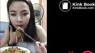 Thai Girl eat papaya salad and diarrhea
