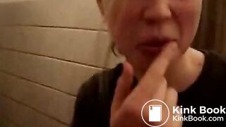 Students eating scat from public toilet