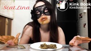 sexy girl with mask poops