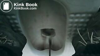 sick girl diarrhea in the toilet