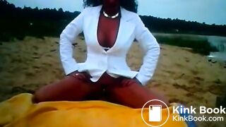 Shit eating on a beach