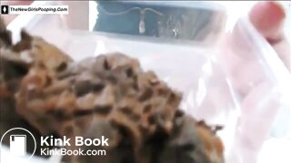 Woman pooping in potty chair