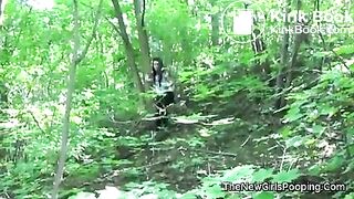 girl pooping outdoor